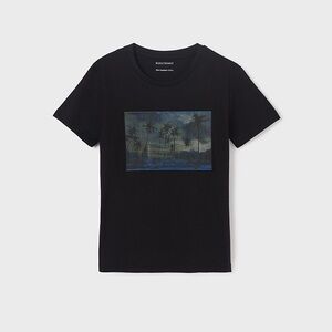 Mayoral Black Tee with Tropical Print
